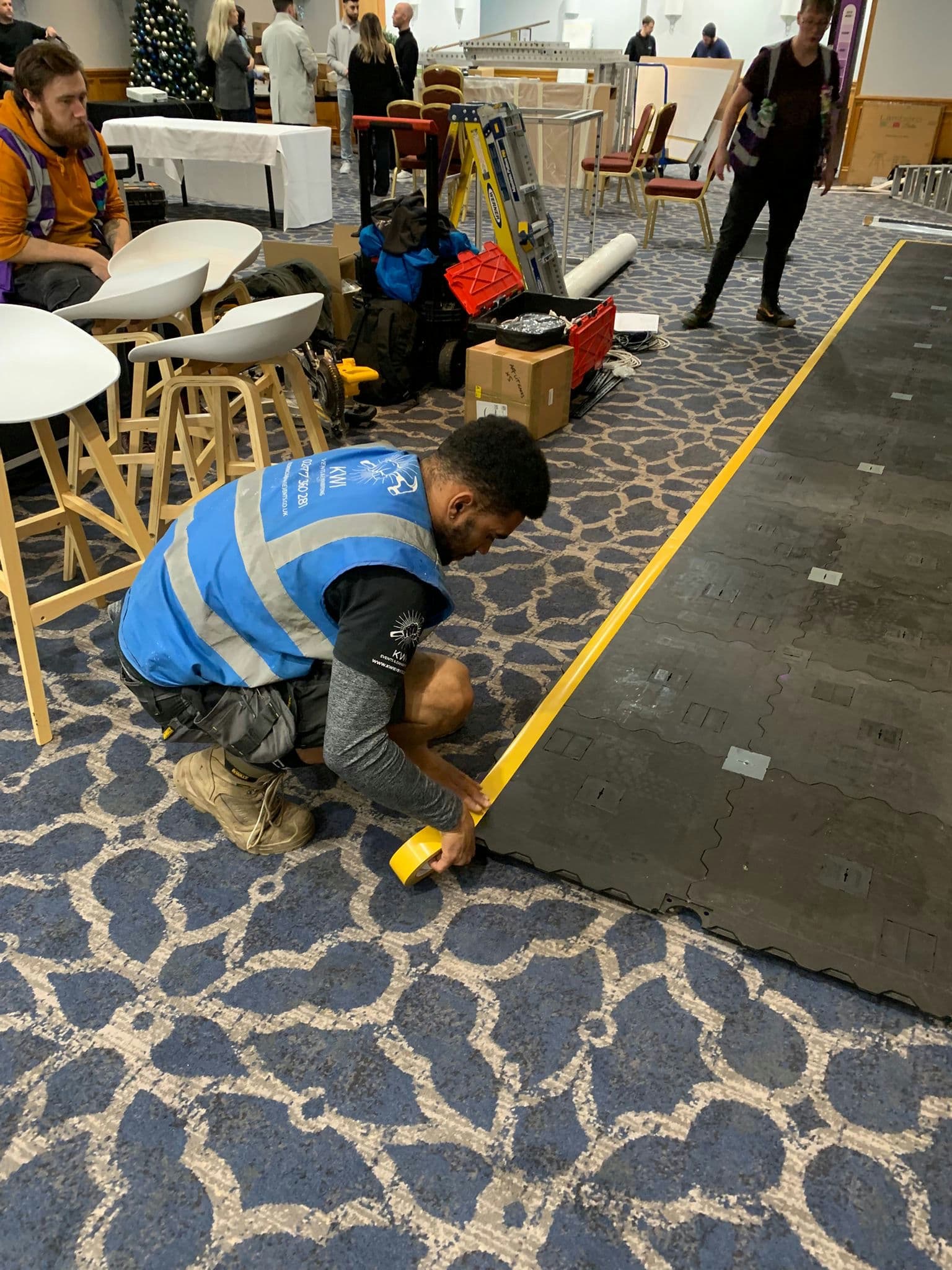Custom exhibition stand being built in workshop